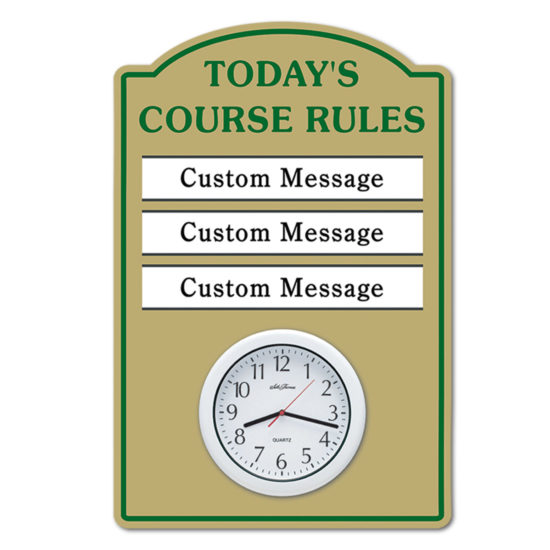 View Gallery For 24 x 36 HDPE Course Rules With Clock